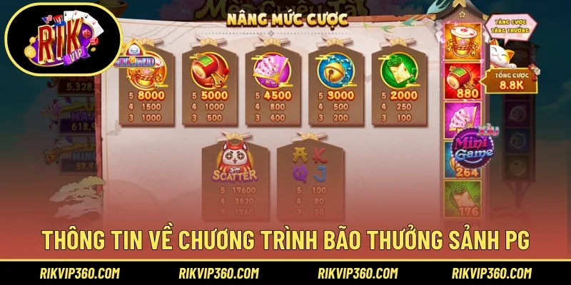 Thông tin về chương trình bão thưởng sảnh PG